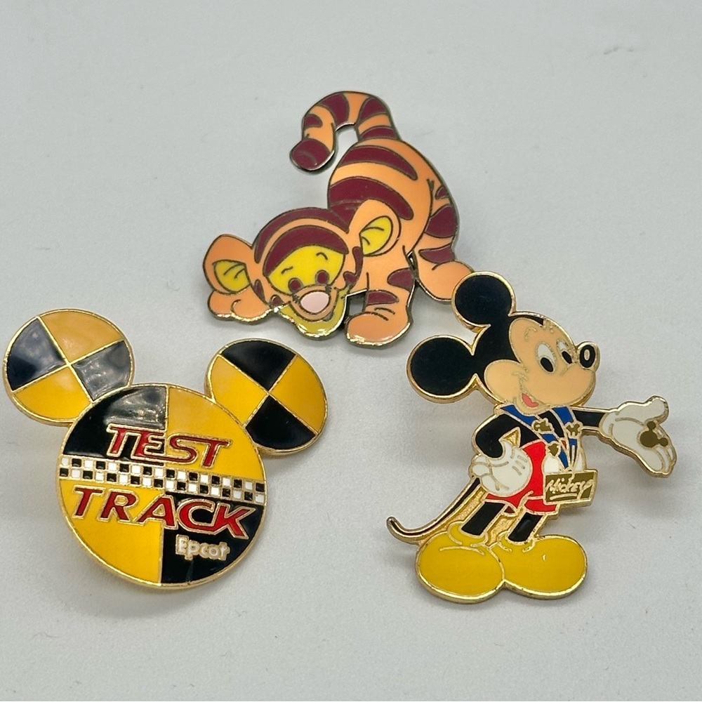 Disney Enamel Pin Set Mickey Tigger Test Track